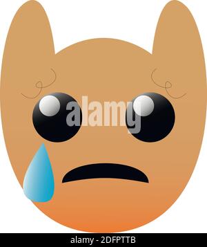 crying owl face emoticon with tear eps 10 Stock Vector