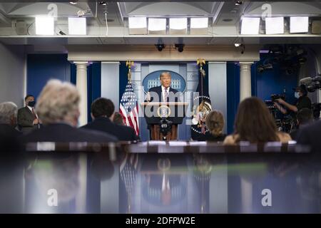 Washington, United States Of America. 05th Nov, 2020. President Donald J. Trump delivers remarks during a news conference Thursday, Nov. 5, 2020, in the James S. Brady Press Briefing Room of the White House. People: President Donald Trump Credit: Storms Media Group/Alamy Live News Stock Photo