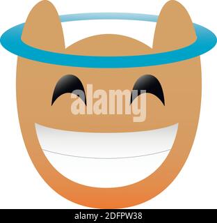 Smiling owl of a set with angel halo emoji isolated on white. EPS 10 Stock Vector