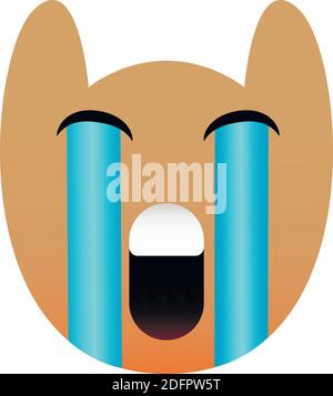 crying owl emoji of a set. loudly crying face smile. EPS 10 Stock Vector