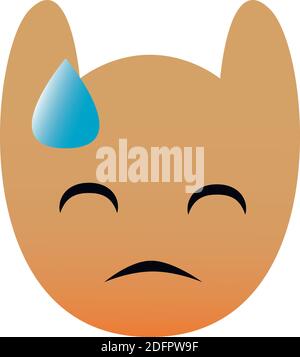 Funny owl face of a set with big eyes. Sad With Cold Sweat Kawaii Emoji. Icons with a beautiful gradient. EPS 10. Stock Vector