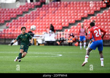 SD Huesca player Shinji Okazaki, in action during the La Liga Santander match between Granada CF and SD Huesca at Estadio Nuevo Los Carmenes stadium.(Final Score; Granada CF 3:3 SD Huesca) Stock Photo