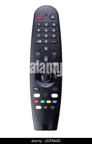 TV remote control, remotely isolated on white background Stock Photo