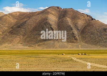 Yurts of the Kyrgyz nomads on the Silk Road in Murghob District, Tajikistan Stock Photo