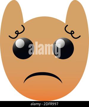Funny owl face of a set with big eyes. Sad Kawaii Emoji With Curly Eyebrows. Icons with a beautiful gradient. EPS 10. Stock Vector