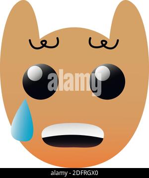 Funny owl face of a set with big eyes. Sad Kawaii Emoji With Tear and Curly Eyebrows. Icons with a beautiful gradient. EPS 10. Stock Vector