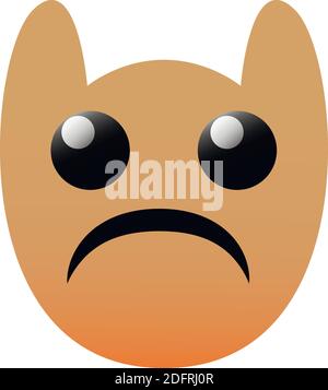 Funny owl face of a set with big eyes. Sad Kawaii Emoji. Icons with a beautiful gradient. EPS 10. Stock Vector