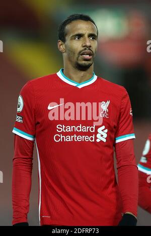 Liverpool, UK. 06th Dec, 2020. Joel Matip of Liverpool looks on. Premier League match, Liverpool v Wolverhampton Wanderers at Anfield Stadium in Liverpool, England on Sunday 6th December 2020. this image may only be used for Editorial purposes. Editorial use only, license required for commercial use. No use in betting, games or a single club/league/player publications.pic by Chris Stading/Andrew Orchard sports photography/Alamy Live News Credit: Andrew Orchard sports photography/Alamy Live News Stock Photo