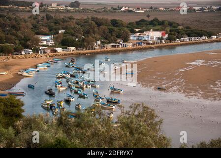 Beach of Moulay Bousselham at the Atlantic ocean in Morocco, North Africa in winter Stock Photo