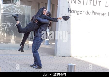 Rossy De Palma and boyfriend attending the re-enactment of the first movie ever made Sorties Des Usines Lumiere at Institut Lumiere during 10th Lumiere Festival in Lyon, France on October 20, 2018. Photo by Julien Reynaud/APS-Medias/ABACAPRESS.COM Stock Photo