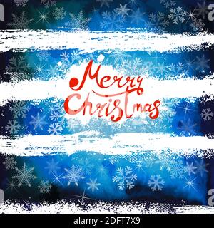 Blue background with snowflakes. Merry Christmas. Beautiful Christmas background. Vector illustration Stock Vector