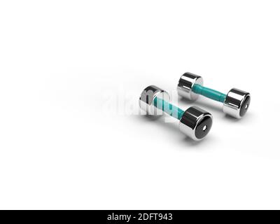 Dumbbells on white background with copy space Stock Photo