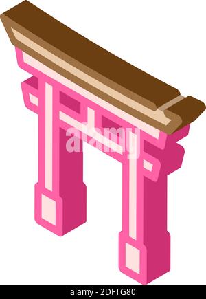 torii gate isometric icon vector illustration color Stock Vector