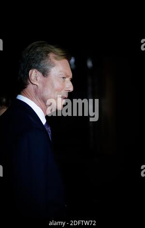 Grand Duke Henri of Luxembourg and Grand Duchess Maria-Teresa of Luxembourg arrives at the Museum Orsay for the dinner on the occasion of the international ceremony of the centenary of the armistice of 1918 on November 10, 2018 in Paris, France. Photo by Thibaud Moritz/ABACAPRESS.COM Stock Photo