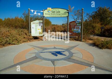 Visitor Center entrance arch, San Luis National Wildlife Refuge, California Stock Photo