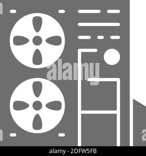Vector multi-split system, air conditioner grey icon. Stock Vector