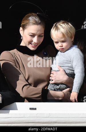 Beatrice Borromeo Casiraghi and her son Stephano on the balcony of