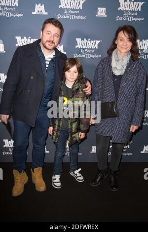 Bruno Guillon with wife Marion and son Anatole attend 'Asterix - Le Secret de la Potion Magique' Paris Premiere at Cinema UGC Normandie on December 02, 2018 in Paris, France. Photo by Nasser Berzane/ABACAPRESS.COM Stock Photo