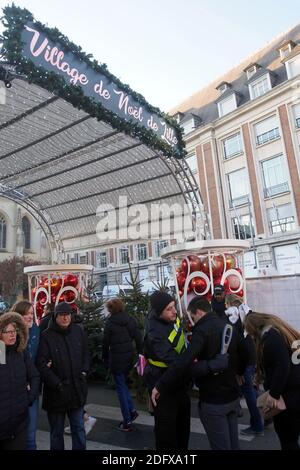 Security checks at the entrance of the Christmas market in Lille, France on Dec. 13, 2018. Photo by Sylvain Lefevre /ABACAPRESS.COM Stock Photo