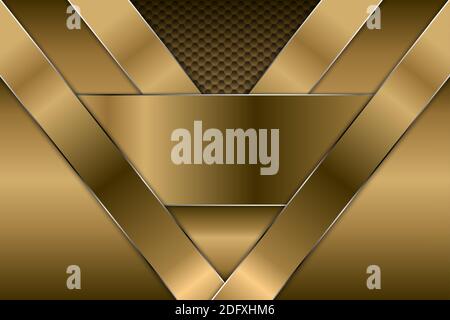 Gold and silver metallic background with hexagon pattern.Vector illustration.Eps10 Stock Vector