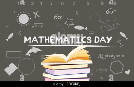 National Mathematics Day 22 december which is observed on Birth anniversary of Srinivasa Ramanujan Illustration plain background Stock Vector