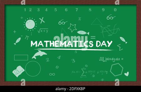 National Mathematics Day 22 december which is observed on Birth anniversary of Srinivasa Ramanujan Illustration plain background Stock Vector