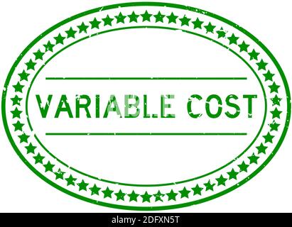 Grunge green variable cost word oval rubber seal stamp on white background Stock Vector