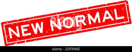 Grunge red new normal word square rubber seal stamp on white background Stock Vector