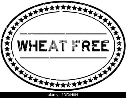 Grunge black wheat free word oval rubber seal stamp on white background Stock Vector