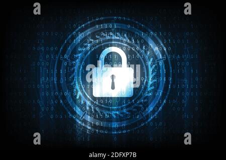 Key in security concept on dark blue background. Stock Vector