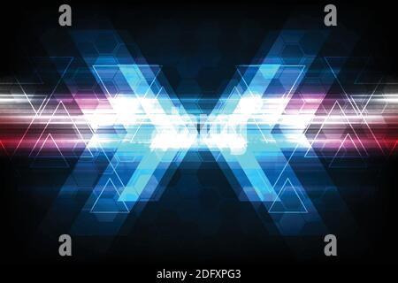 Vector Arrows in technology concept on dark blue background. Stock Vector