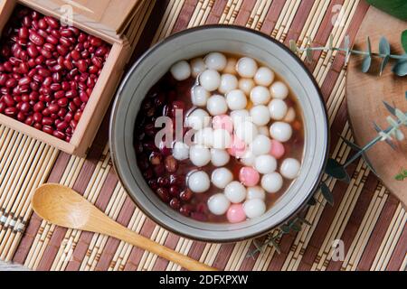 Chinese glutinous rice balls ,Chinese are eaten during (Yuanxiao) served as a dessert on a Lantern Festival ,Chinese wedding day and Winter Solstice F Stock Photo