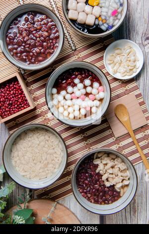 Chinese glutinous rice balls ,Chinese are eaten during (Yuanxiao) served as a dessert on a Lantern Festival ,Chinese wedding day and Winter Solstice F Stock Photo