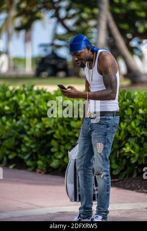 Street photo man talking on the phone modern fashion Stock Photo