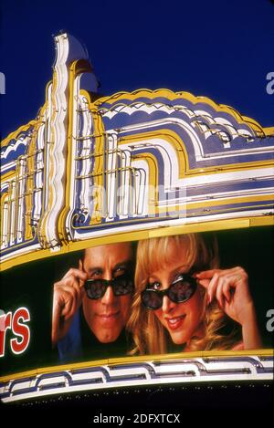 John Travolta and Lisa Kudrow on movie marquee for film Lucky Numbers in Westwood Village, CA Stock Photo