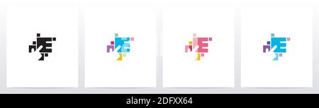 Finger On Button As A Letter Logo Design E Stock Vector