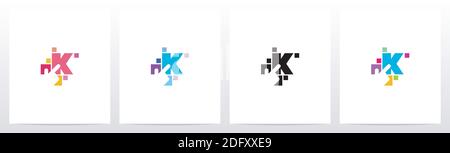 Finger On Button As A Letter Logo Design K Stock Vector
