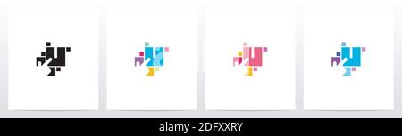 Finger On Button As A Letter Logo Design U Stock Vector