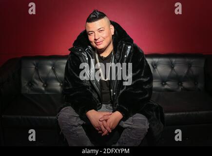 Anaheim, California, USA. 5th December, 2020. Latin hip hop/rapper Invinceable during an interview at the filming of his latest music video 'Rain Dance' featuring rapper Too Short at the Angels Cabaret in Anaheim, California. Credit: Sheri Determan Stock Photo