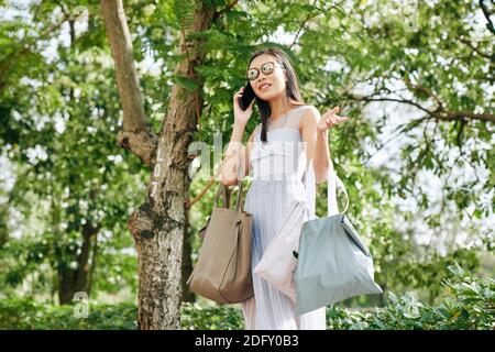 Woman talking on phone Stock Photo