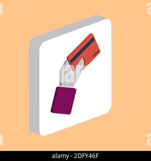 payment card Simple vector icon. Illustration symbol design template for web mobile UI element. Perfect color isometric pictogram on 3d white square. Stock Vector