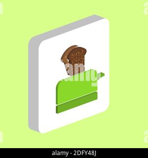 Toaster Simple vector icon. Illustration symbol design template for web mobile UI element. Perfect color isometric pictogram on 3d white square. Toast Stock Vector