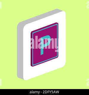 Parking Simple vector icon. Illustration symbol design template for web mobile UI element. Perfect color isometric pictogram on 3d white square. Parki Stock Vector