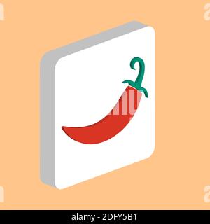 chili pepper Simple vector icon. Illustration symbol design template for web mobile UI element. Perfect color isometric pictogram on 3d white square. Stock Vector