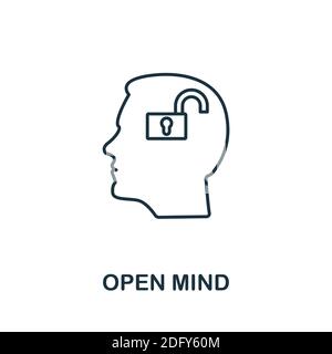 Open Mind icon. Line style element from life skills collection. Thin Open Mind icon for templates, infographics and more Stock Vector