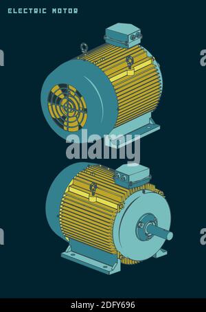 Vector illustrations of a standard electric motor for machine tools Stock Vector