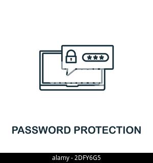 Password Protection icon. Line style element from gdpr collection. Thin Password Protection icon for templates, infographics and more Stock Vector