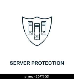 Server Protection icon. Line style element from gdpr collection. Thin Server Protection icon for templates, infographics and more Stock Vector
