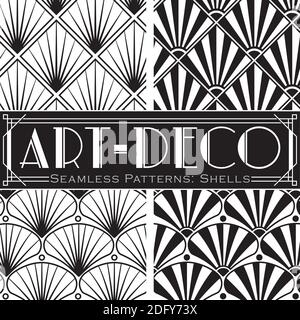 4 vector seamless patterns, made in Art-Deco style. Stock Vector