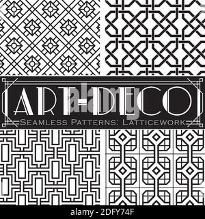 4 vector seamless patterns, made in Art-Deco style. Stock Vector